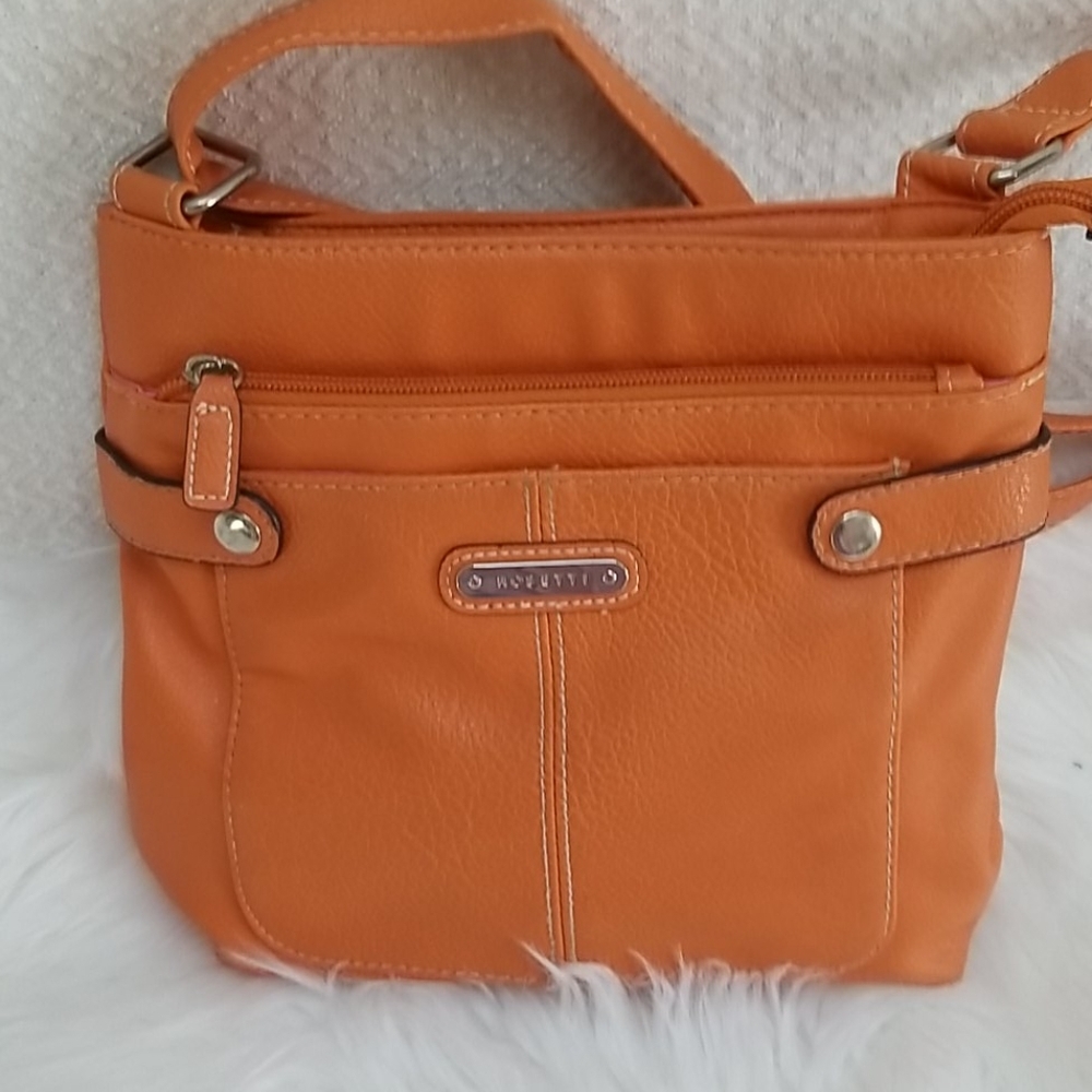 Rossetti Orange Vegan pebble Vinyl shoulder bag